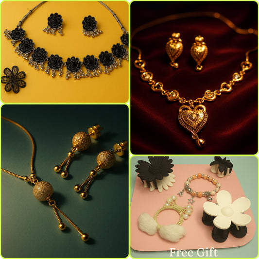 3.✨ “Big Festive Jewellery Combo – 3 Sets + Free Gift Worth ₹150!”