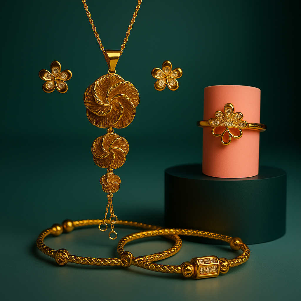 1. 🌟Luxury Anti-Tarnish Golden Jewellery Combo – Festive Limited Offer 🌟